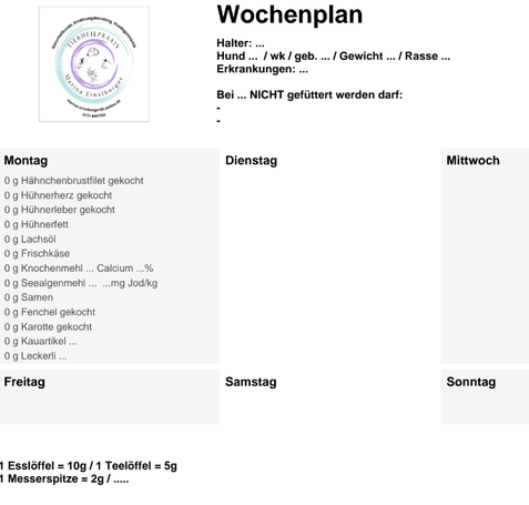 Ausschnitt Futterplan